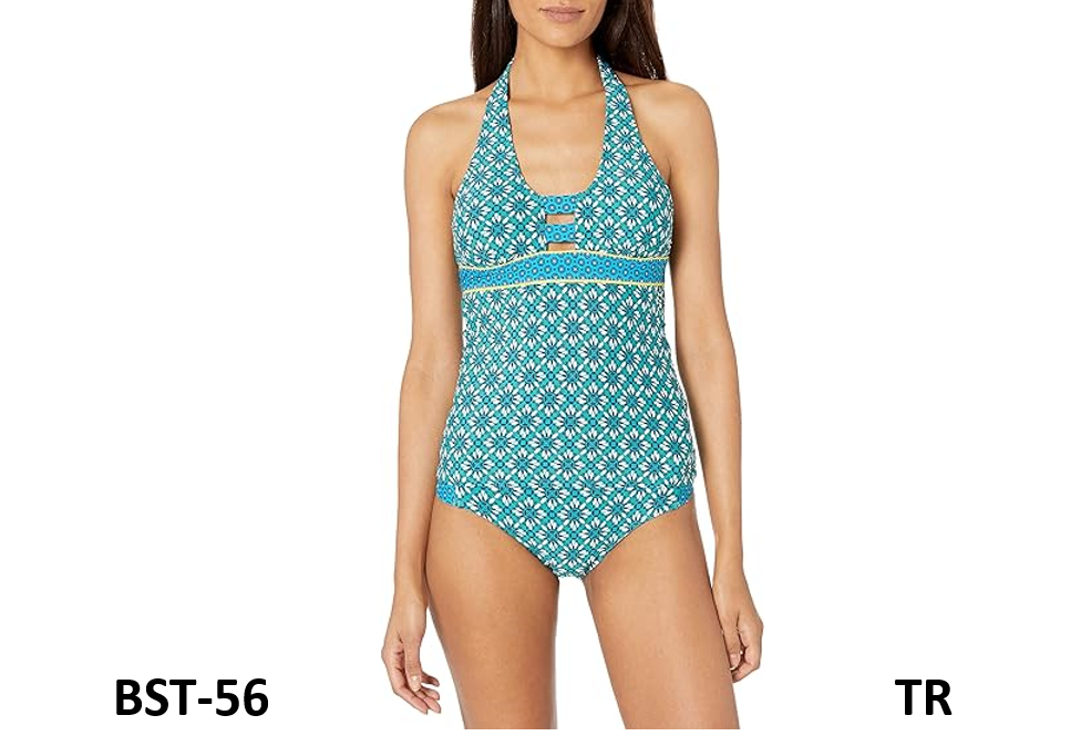 Cole of California Women's Standard Halter Tankini Swim Top, Tile Print, Medium