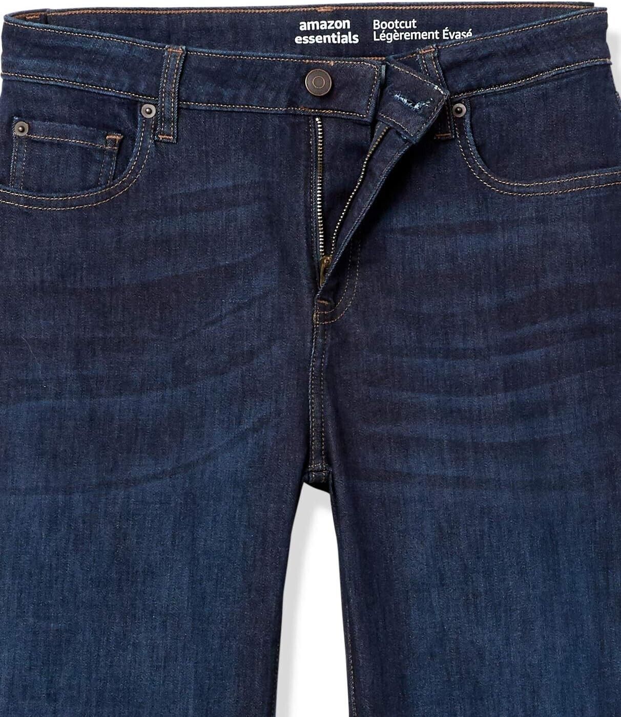 Amazon Essentials, Women's Mid-Rise, Slim Bootcut Jean, Dark Wash, 16 Short
