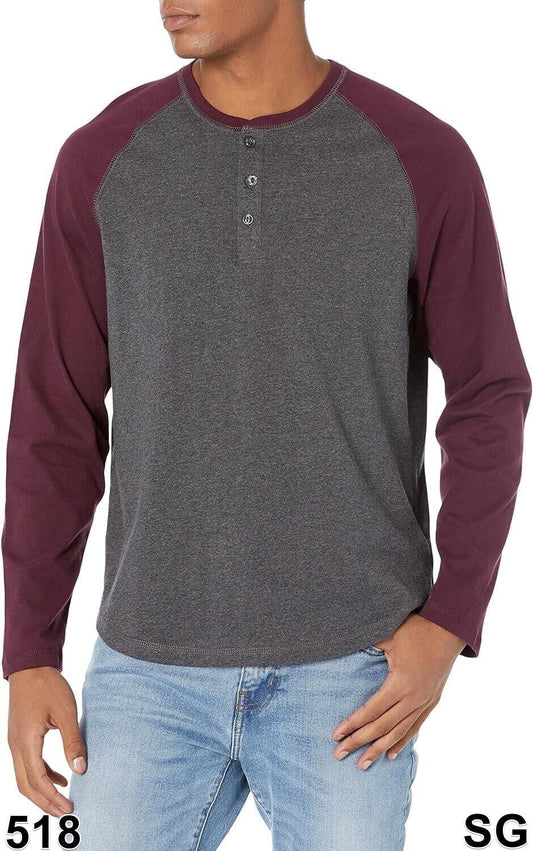 Amazon Essentials, Men's Regular-Fit, Long-Sleeve, XXL, Henley Shirt, Cotton