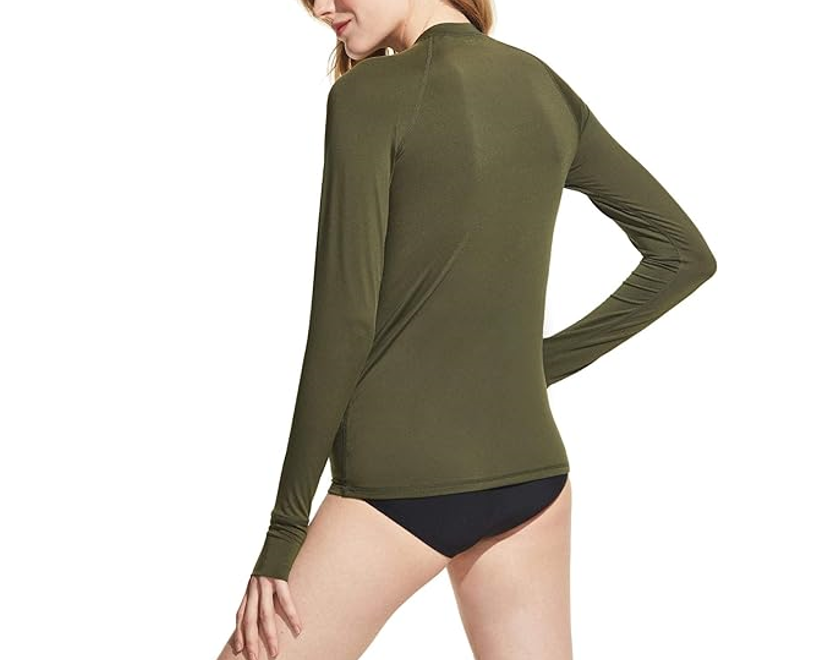 TSLA Women's UPF 50+ Rash Guard Long Sleeve, Water Beach Surf Swim Shirts, Small
