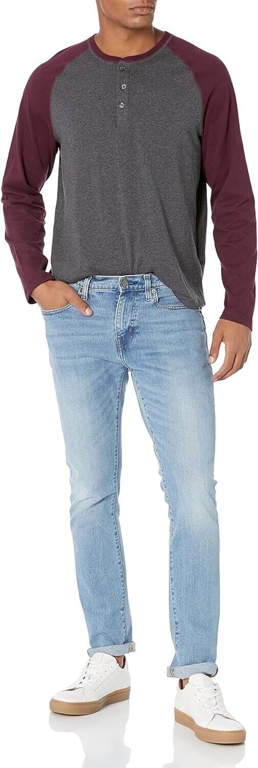 Amazon Essentials, Men's Regular-Fit, Long-Sleeve, XXL, Henley Shirt, Cotton