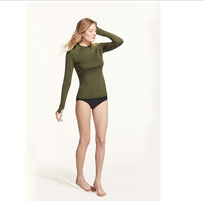 TSLA Women's UPF 50+ Rash Guard Long Sleeve, Water Beach Surf Swim Shirts, Small