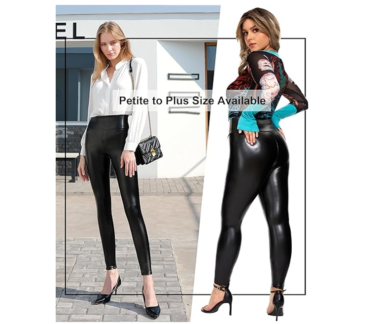 Tagoo Women Stretchy Faux Leather Leggings Pants Sexy Red High Waisted Legging S