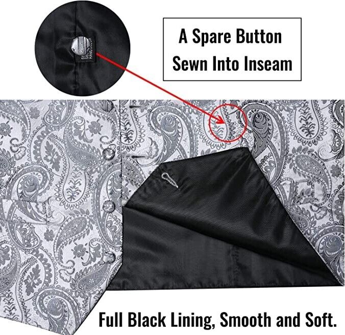 DiBanGu Mens Suit Vest Set Tuxedo Waistcoat Tie Pocket Square Cufflink Tie Ring