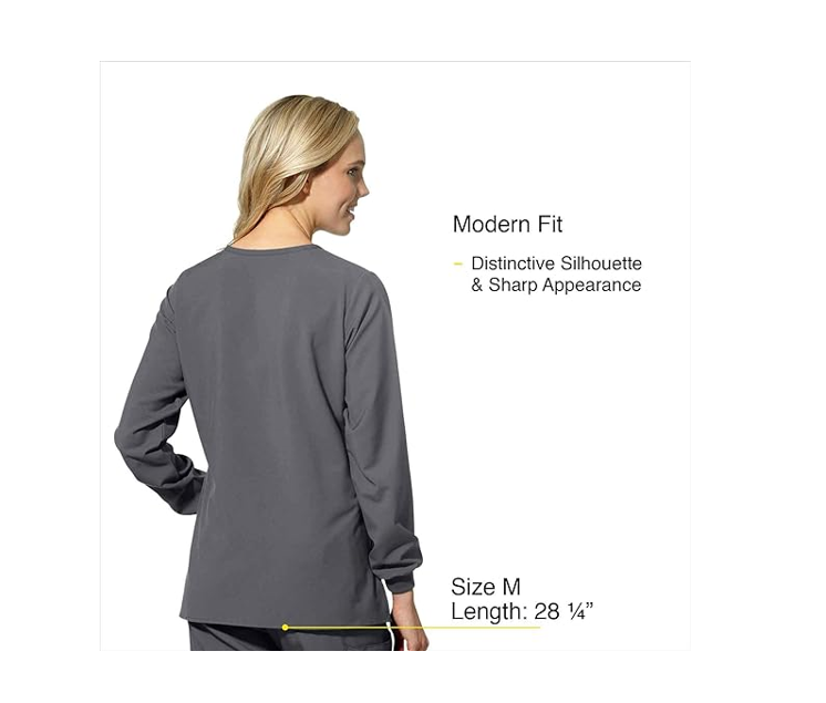 WonderWink Women's Plus-Size Crew Neck Warm Up Jacket Blazer, Pewter, 3-XLarge
