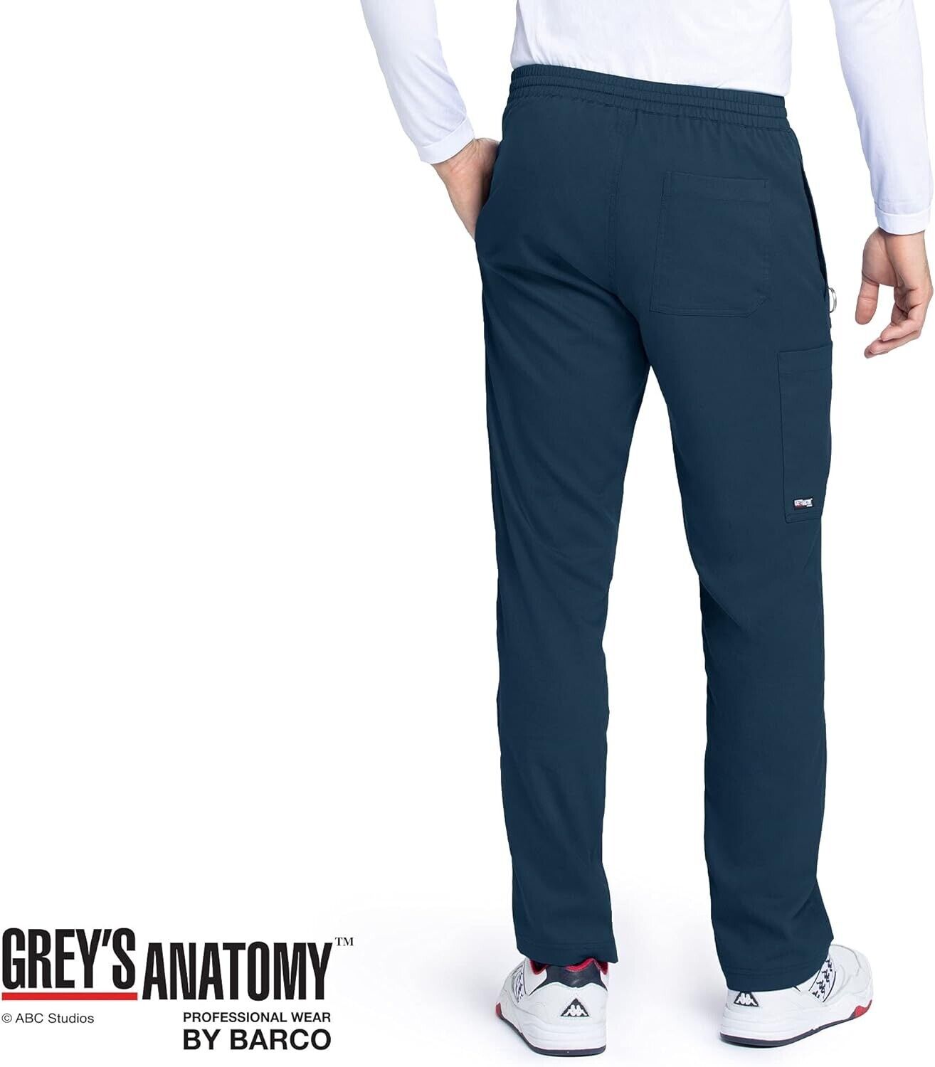 BARCO Grey's Anatomy GRP558 Men's Evan Scrub Pant, Steel, Small, Elastic Waist