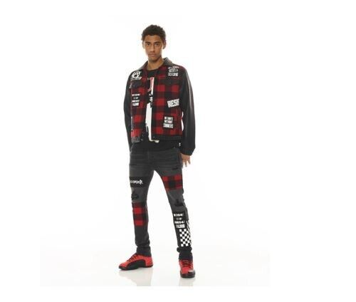 Cult of Individuality Men's Jeans, Plaid, 31WX32L ,  Super skinny style, Black