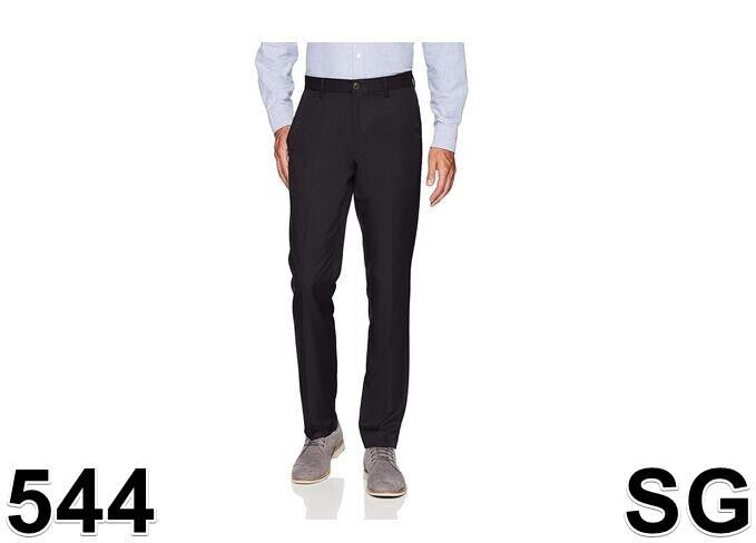 Essentials Men's Slim-Fit, Flat-Front Dress Pant, Black, 35W x 32L,  Polyester