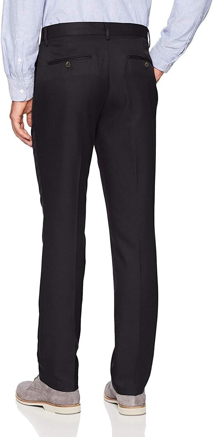 Essentials Men's Slim-Fit, Flat-Front Dress Pant, Black, 35W x 32L,  Polyester
