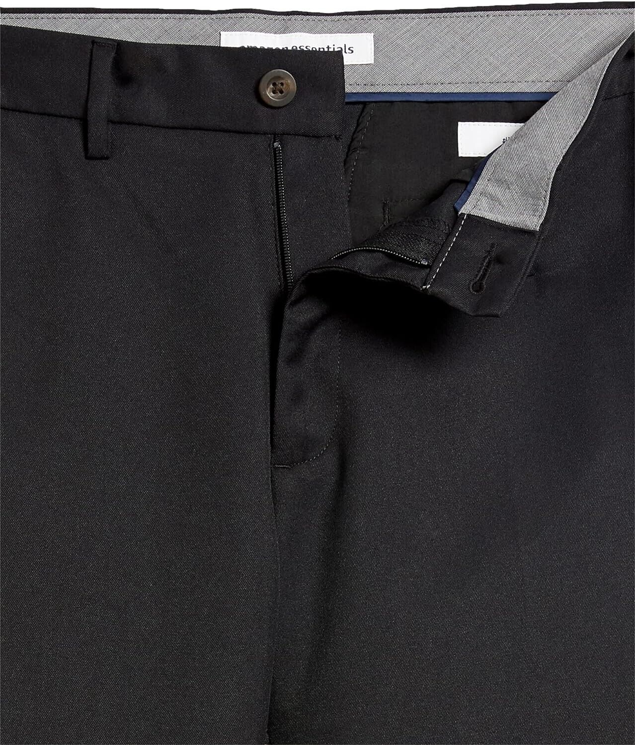 Essentials Men's Slim-Fit, Flat-Front Dress Pant, Black, 35W x 32L,  Polyester