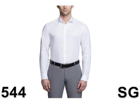 Calvin Klein Men's Dress Shirt Solid French Cuff, White, 15" Neck 32"-33" Sleeve