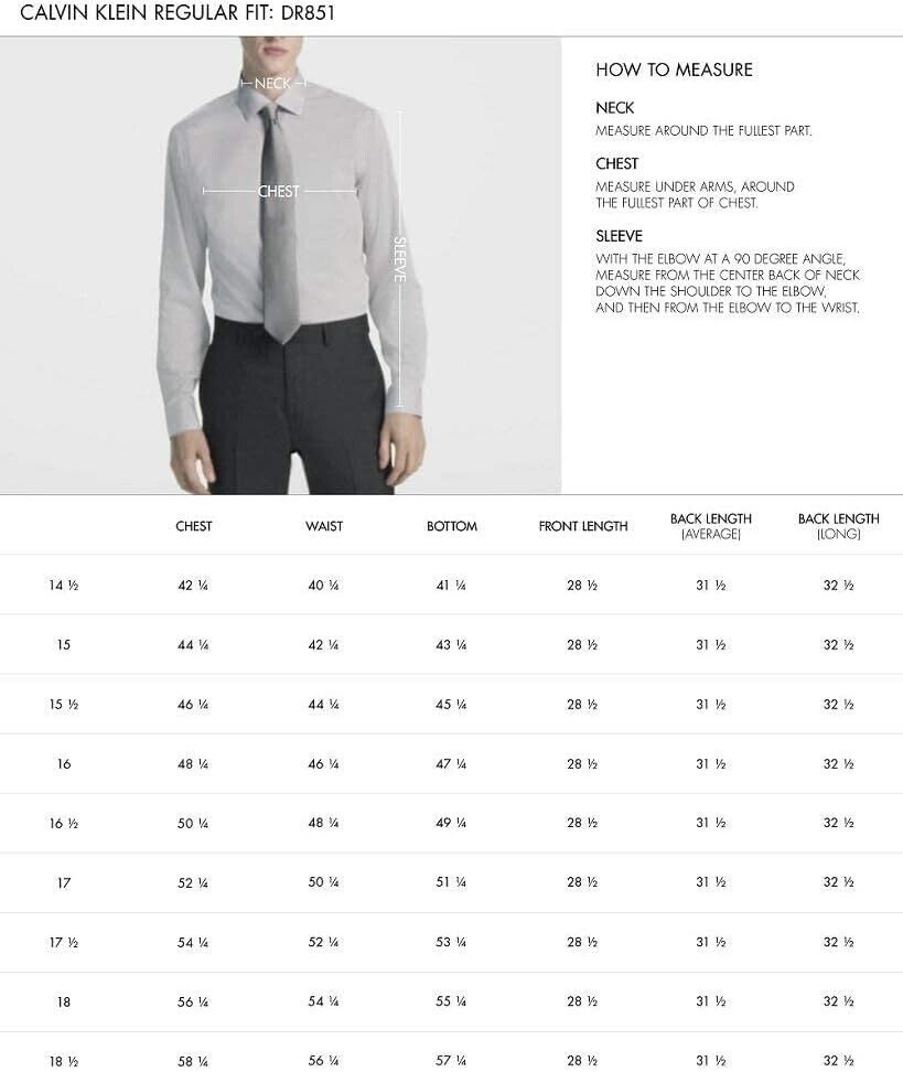 Calvin Klein Men's Dress Shirt Solid French Cuff, White, 15" Neck 32"-33" Sleeve
