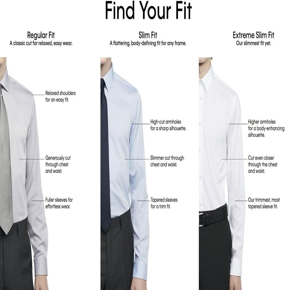 Calvin Klein Men's Dress Shirt Solid French Cuff, White, 15" Neck 32"-33" Sleeve