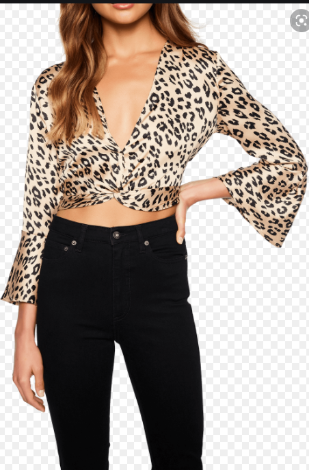 Bardot Twist Leopard Top Women's Size 10/L, NEW