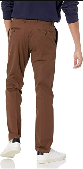 Essentials Men's Slim-Fit Wrinkle-Resistant Flat-Front Chino Pant Brown 32Wx30l