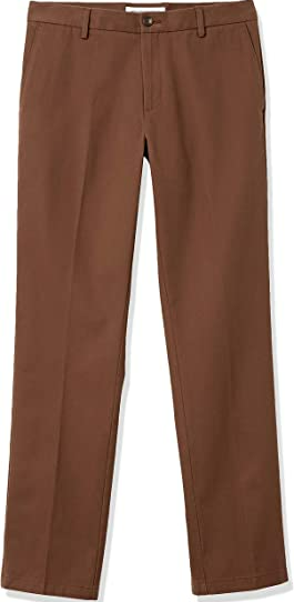 Essentials Men's Slim-Fit Wrinkle-Resistant Flat-Front Chino Pant Brown 32Wx30l