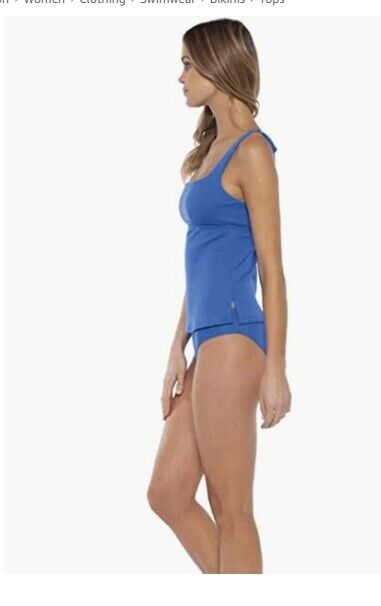 Becca by Rebecca Virtue Womens Fine Line Ribbed Olivia Square Neck Tankini Top L