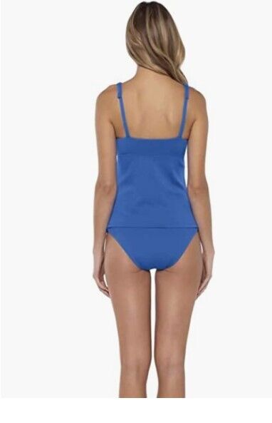 Becca by Rebecca Virtue Womens Fine Line Ribbed Olivia Square Neck Tankini Top L