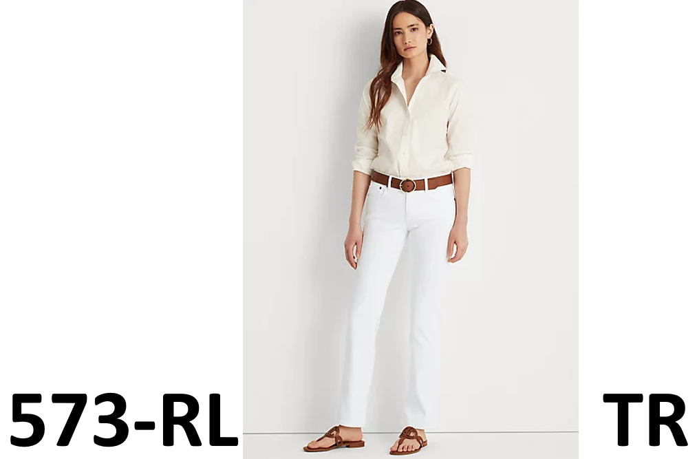 $99 Lauern Ralph Lauren Women's Mid Rise Straight Jeans, WHITE, 10/32INS