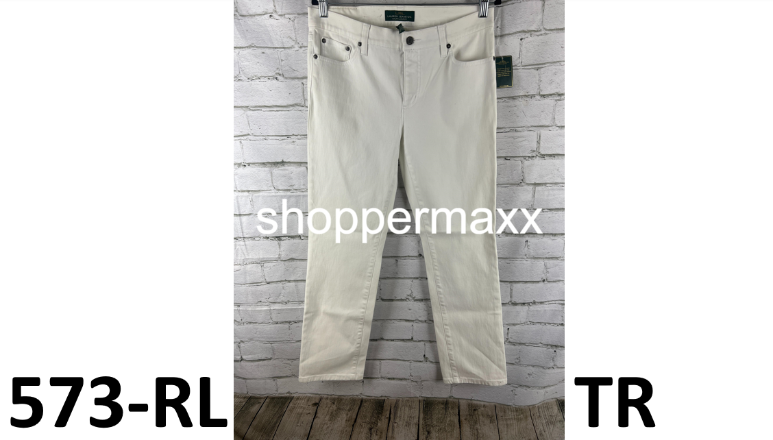 $99 Lauern Ralph Lauren Women's Mid Rise Straight Jeans, WHITE, 10/32INS