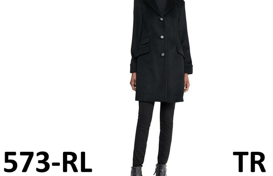 $345 LAUREN RALPH LAUREN Women's Wool Blend Walker Coat, Black, 14