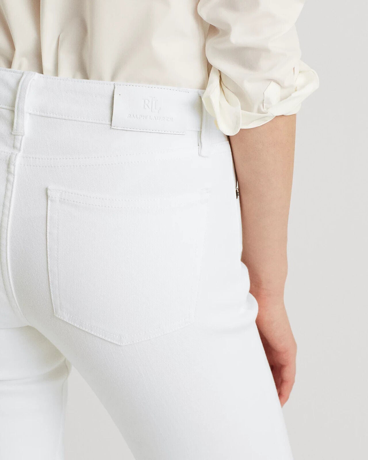 $99 Lauern Ralph Lauren Women's Mid Rise Straight Jeans, WHITE, 10/32INS