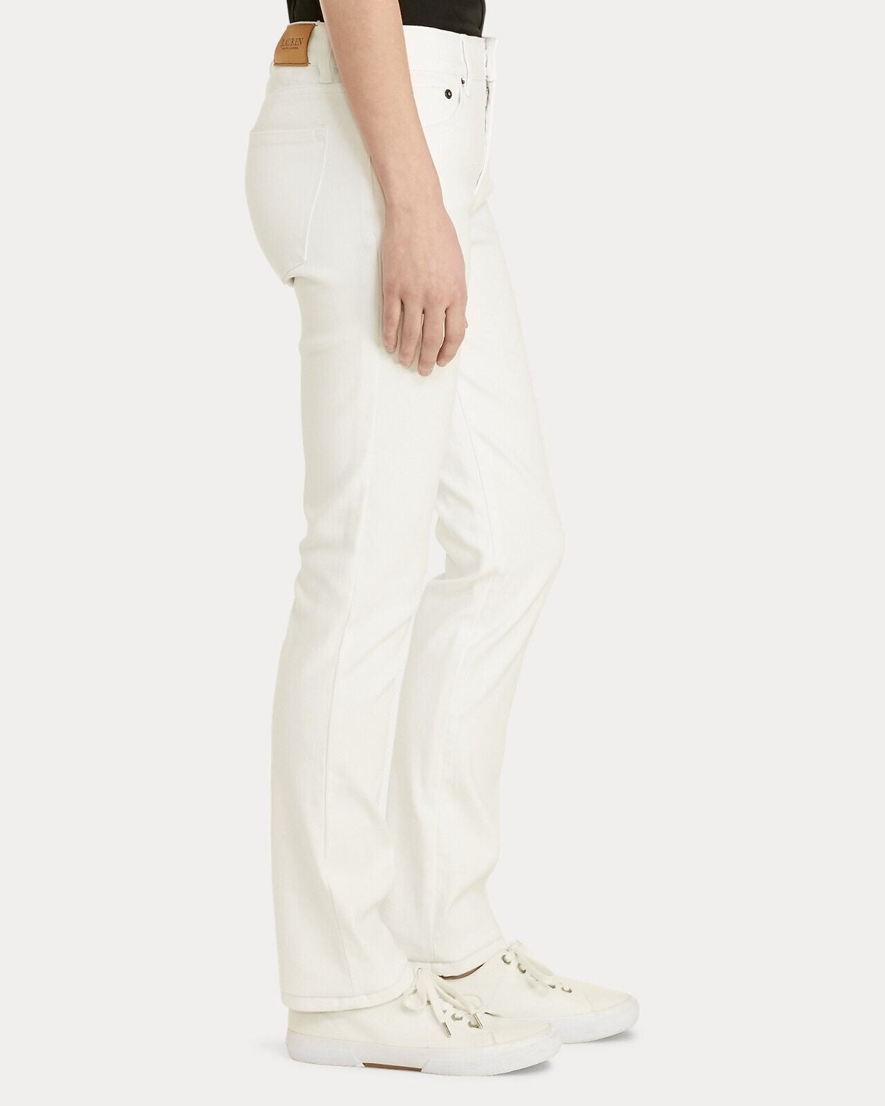 $99 Lauern Ralph Lauren Women's Mid Rise Straight Jeans, WHITE, 10/32INS