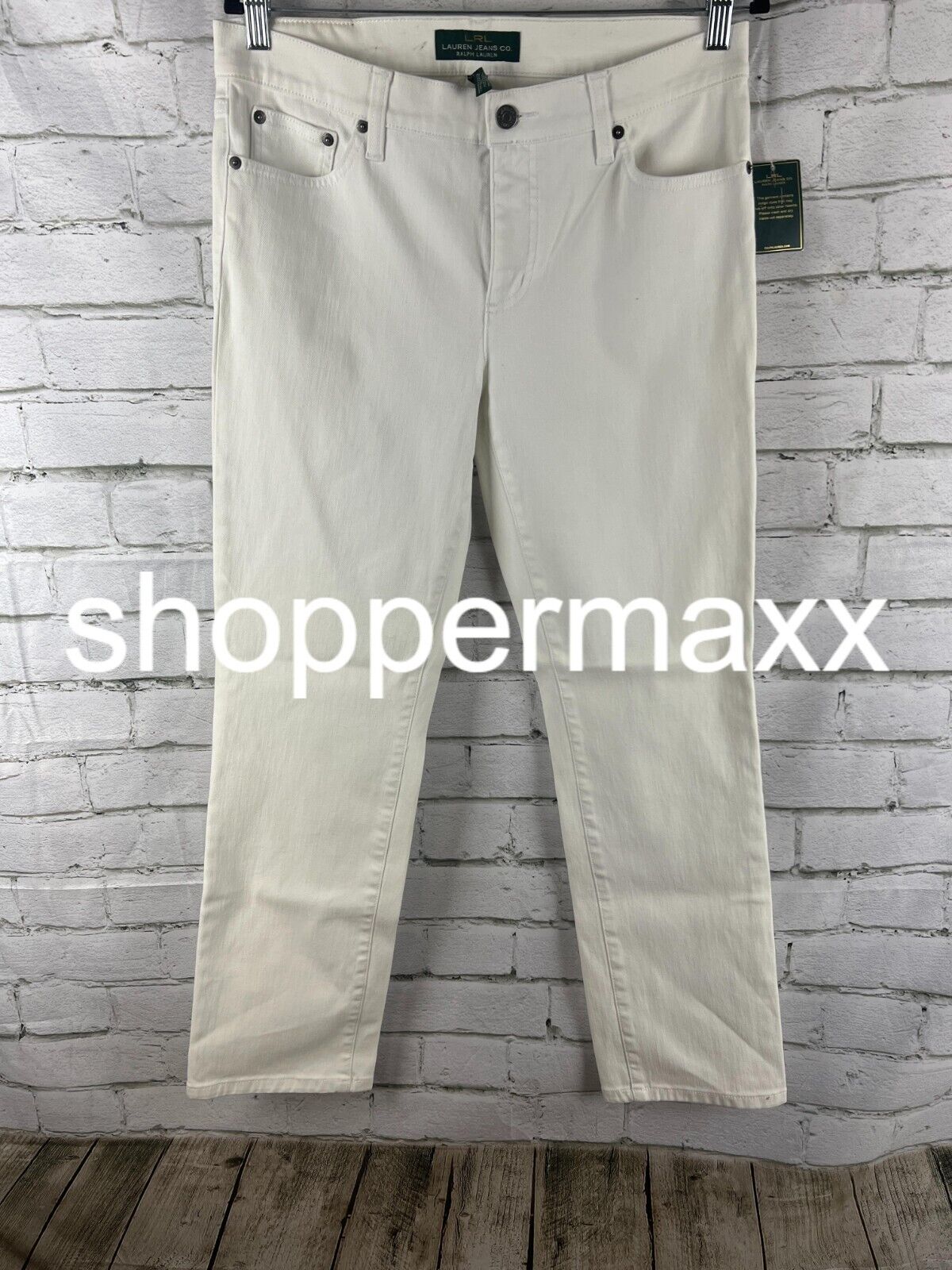 $99 Lauern Ralph Lauren Women's Mid Rise Straight Jeans, WHITE, 10/32INS