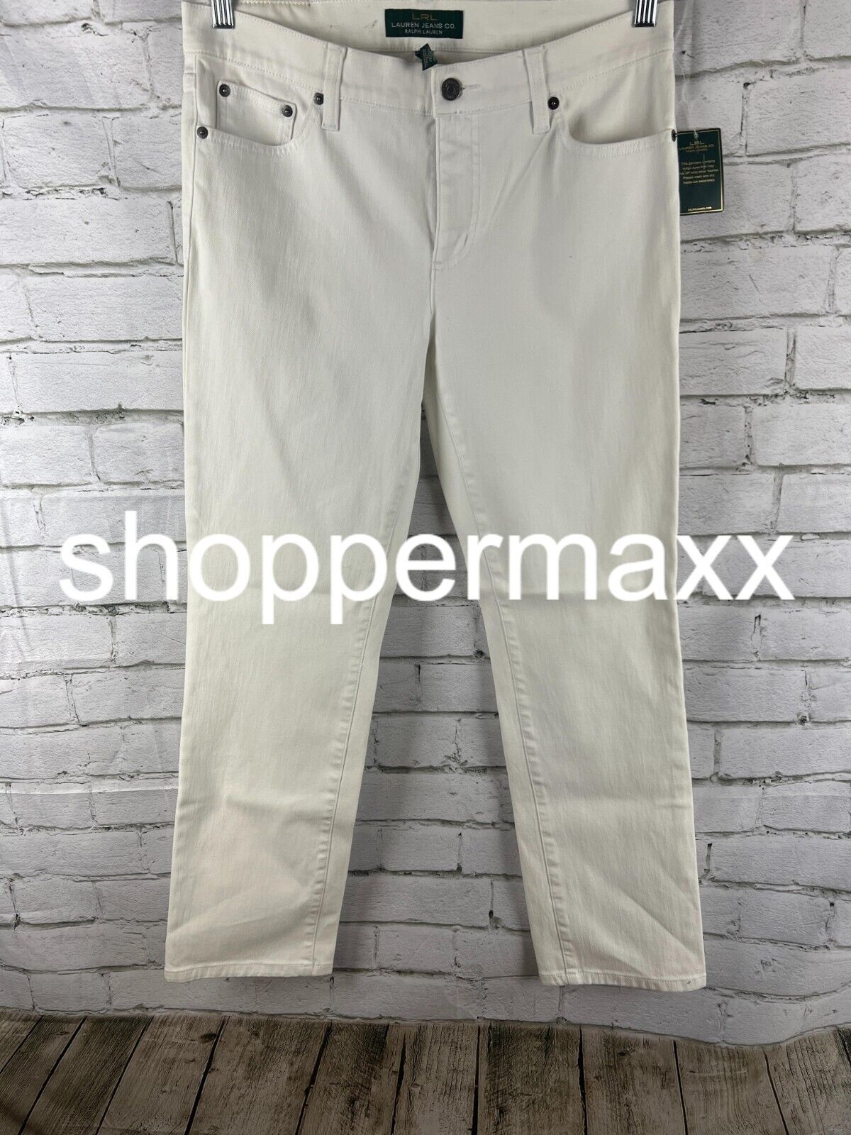 $99 Lauern Ralph Lauren Women's Mid Rise Straight Jeans, WHITE, 10/32INS