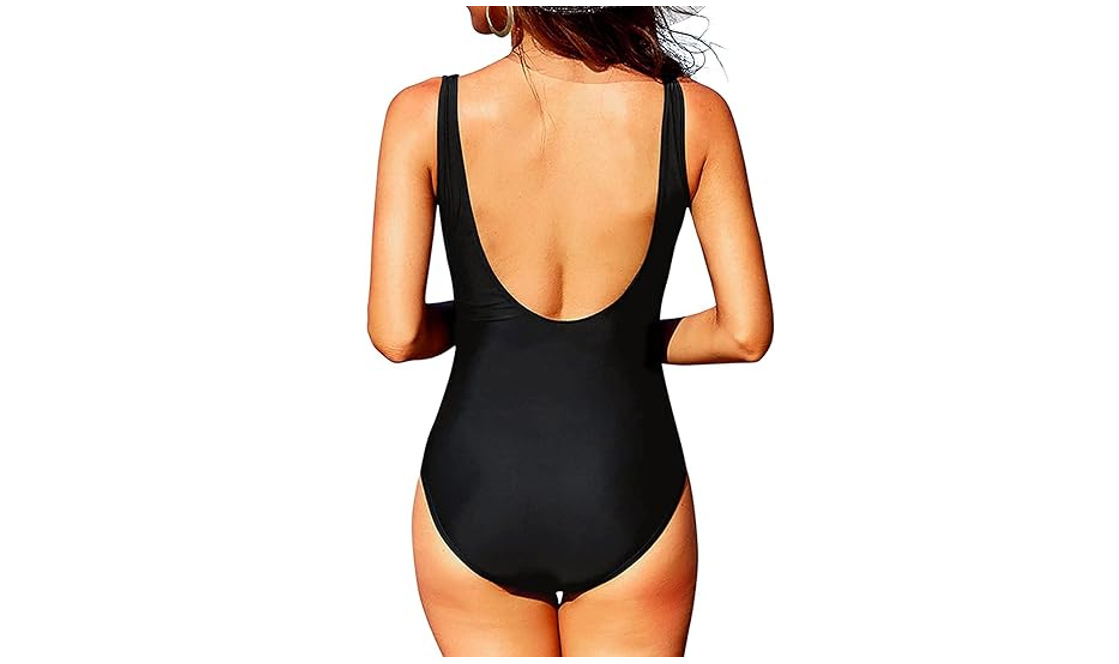 Tempt Me Women One Piece Mesh Swimsuits Vintage Tummy Control Swimwear Black M