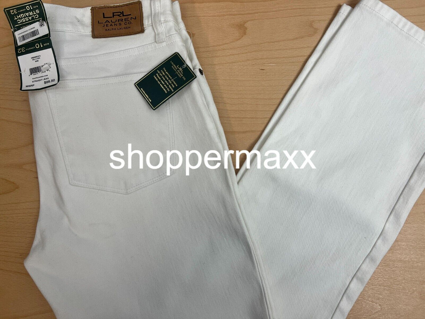 $99 Lauern Ralph Lauren Women's Mid Rise Straight Jeans, WHITE, 10/32INS