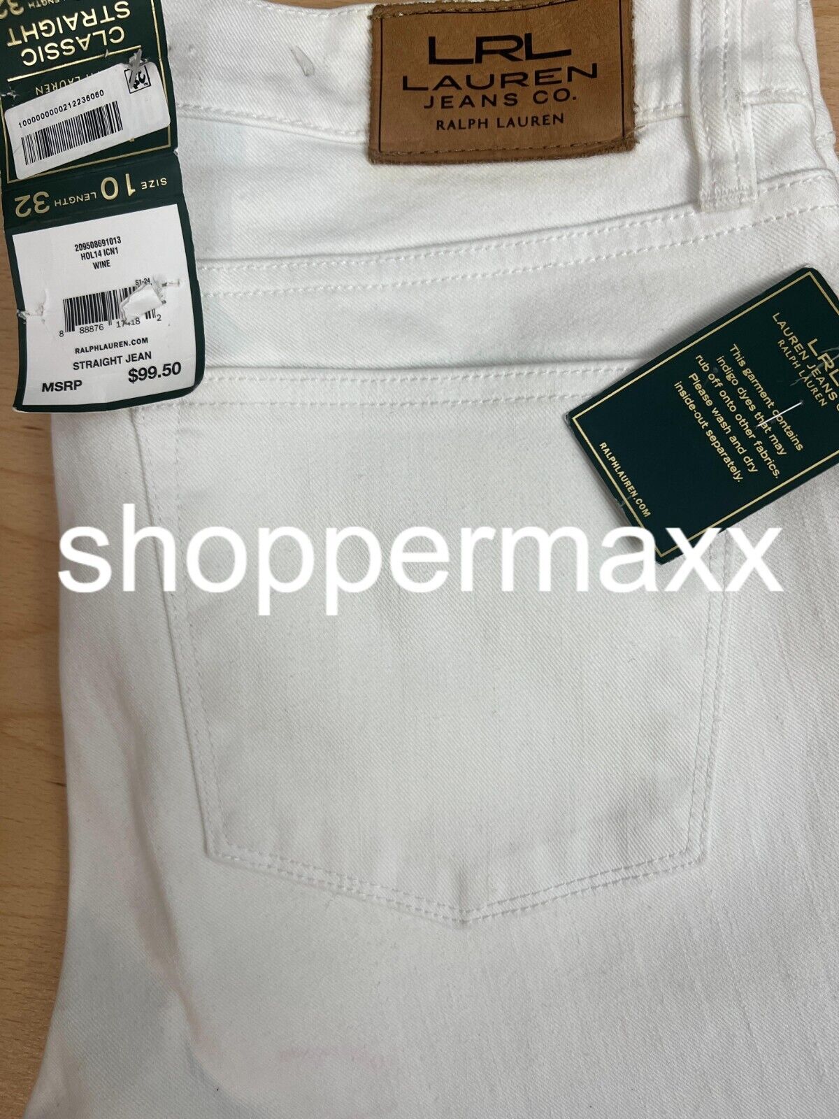 $99 Lauern Ralph Lauren Women's Mid Rise Straight Jeans, WHITE, 10/32INS