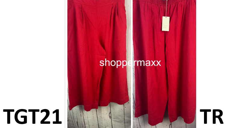 WOMEN'S SUPER HIGH-RISE WIDE LEG LINEN CULOTTE PANTS - A NEW DAY, RED, SIZE L