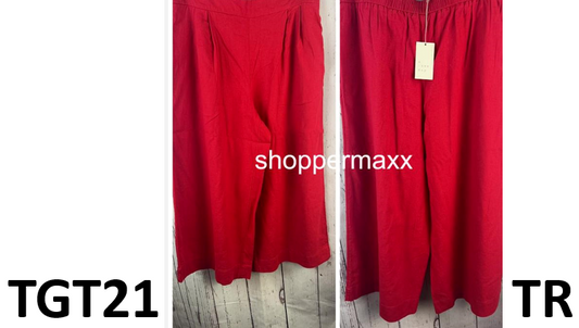 WOMEN'S SUPER HIGH-RISE WIDE LEG LINEN CULOTTE PANTS - A NEW DAY, RED, SIZE L
