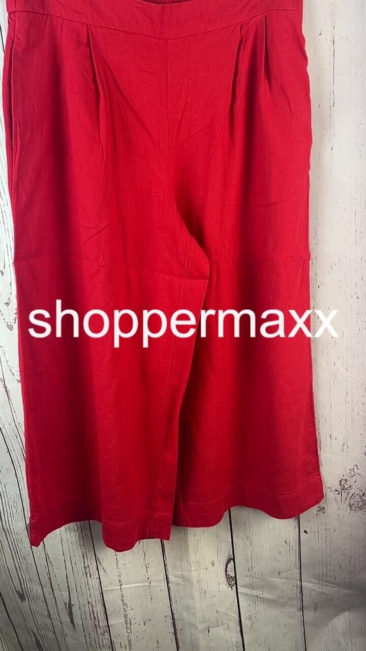 WOMEN'S SUPER HIGH-RISE WIDE LEG LINEN CULOTTE PANTS - A NEW DAY, RED, SIZE L