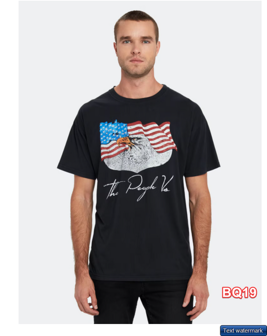 The People Vs. US Eagle Vintage T-Shirt Short Sleeve Ultra Black M $60