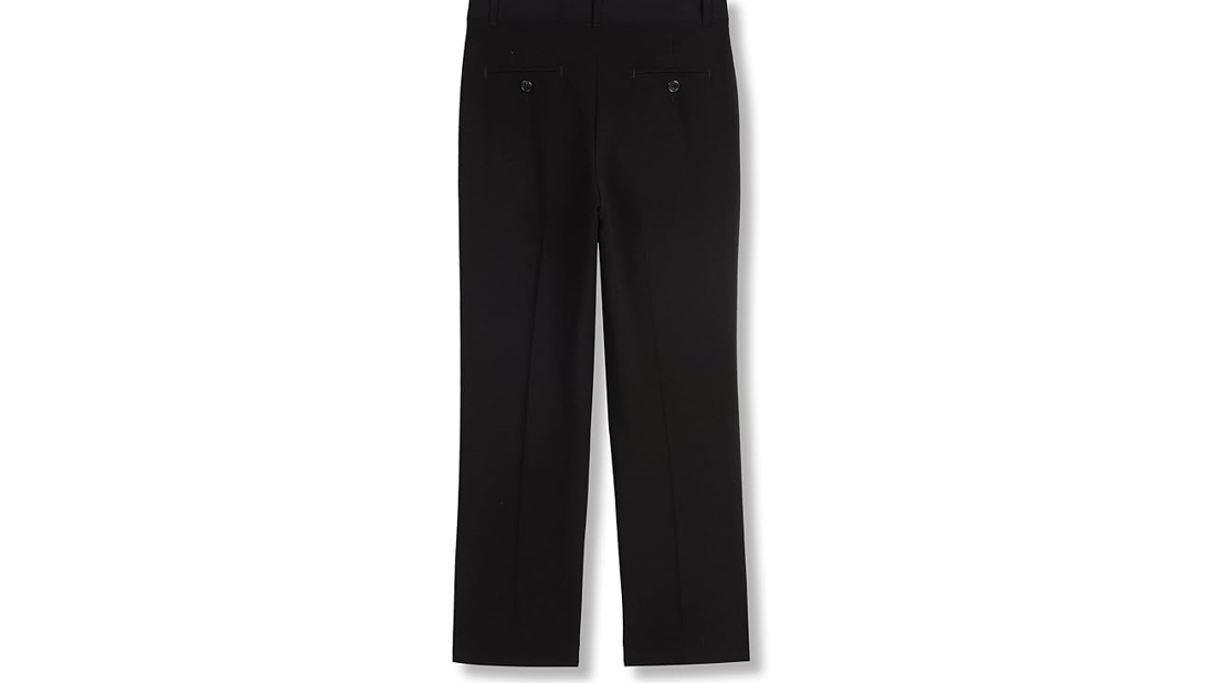 Calvin Klein Boys' Flat-Front Bi-Stretch Dress Pant, Straight Leg Fit, Black, 18