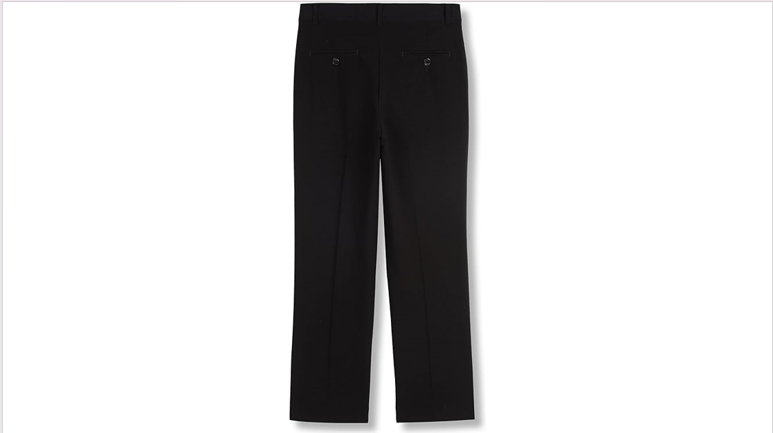 Calvin Klein Boys' Flat-Front Bi-Stretch Dress Pant, Straight Leg Fit, Black, 18