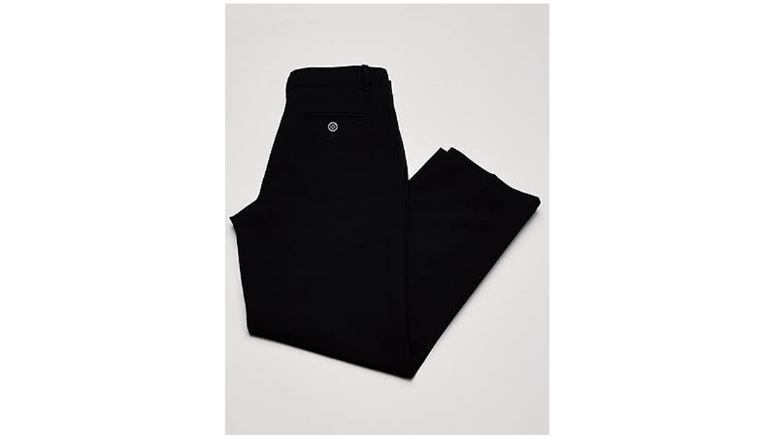 Calvin Klein Boys' Flat-Front Bi-Stretch Dress Pant, Straight Leg Fit, Black, 18