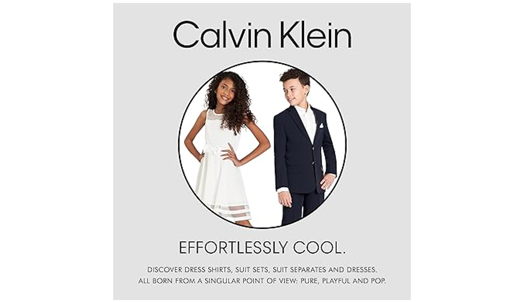Calvin Klein Boys' Flat-Front Bi-Stretch Dress Pant, Straight Leg Fit, Black, 18
