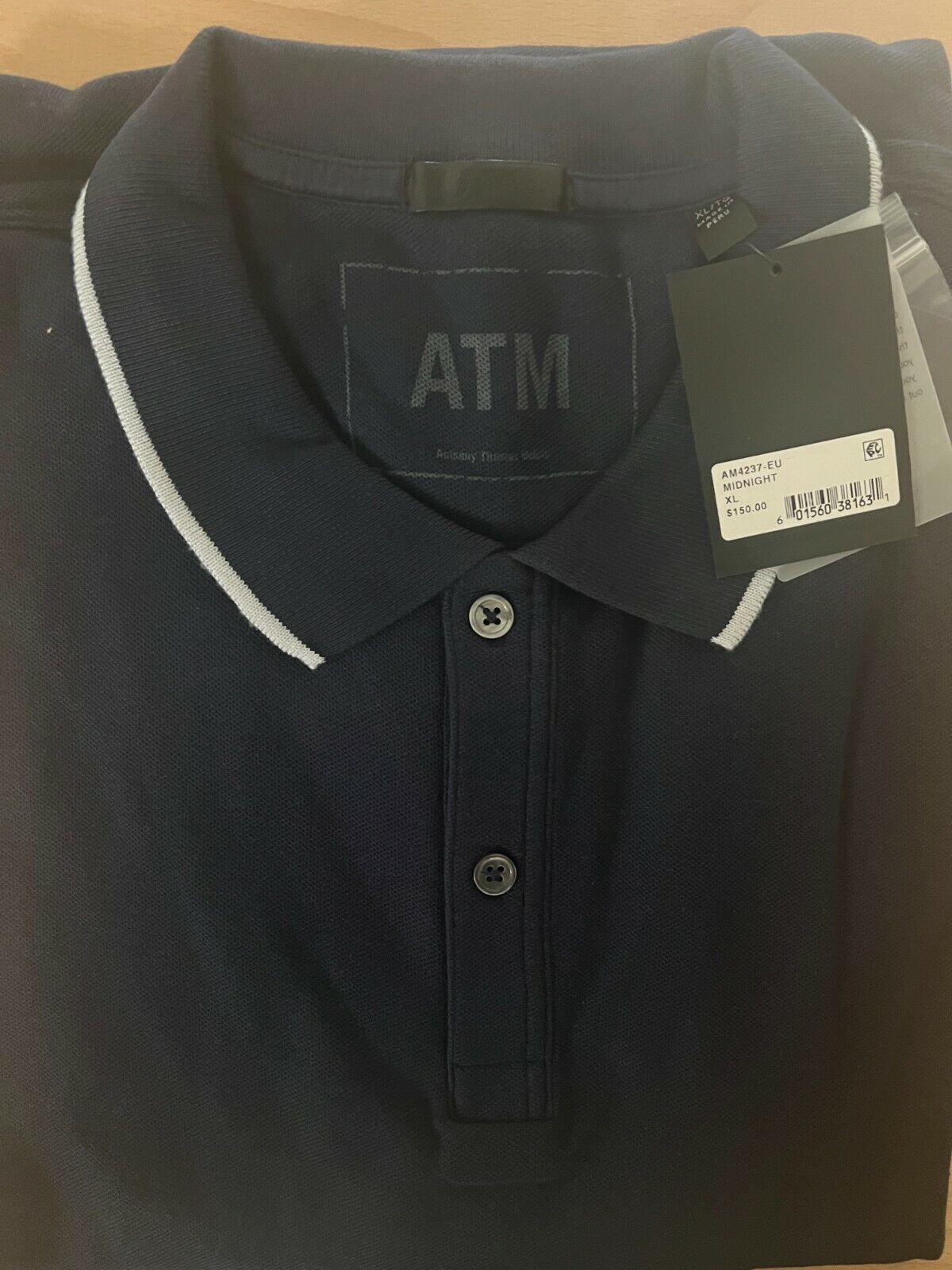ATM Anthony Thomas Melillo	Stripe Pique Cotton Polo Midnight XL $150