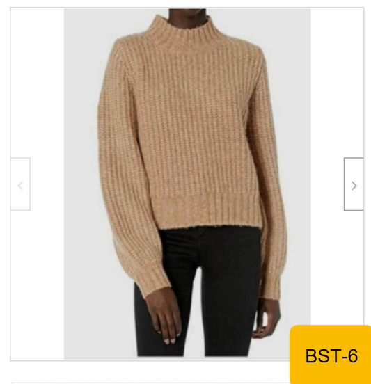 $258 The Kooples Women Brown Mock-Neck Pull Avec Manches Resserees Aux Sweater 3