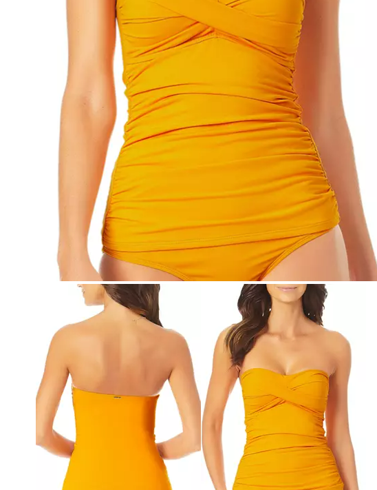 Anne Cole Women's Standard Twist Front Bandeaukini TOP ONLY, Mango, Medium