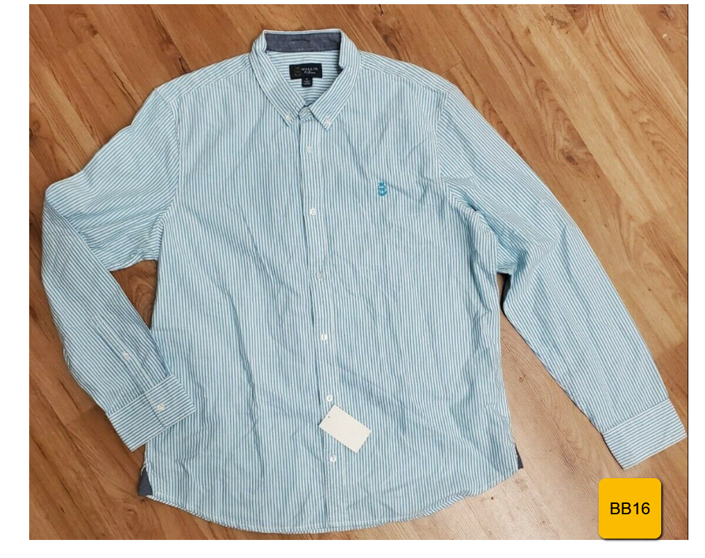 WALLIN & Bros Men's Bengal Long Sleeve Button Down Shirt- Blue Stripes-(XXL)NWT!