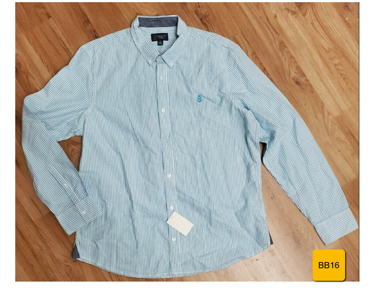 WALLIN & Bros Men's Bengal Long Sleeve Button Down Shirt- Blue Stripes-(XXL)NWT!
