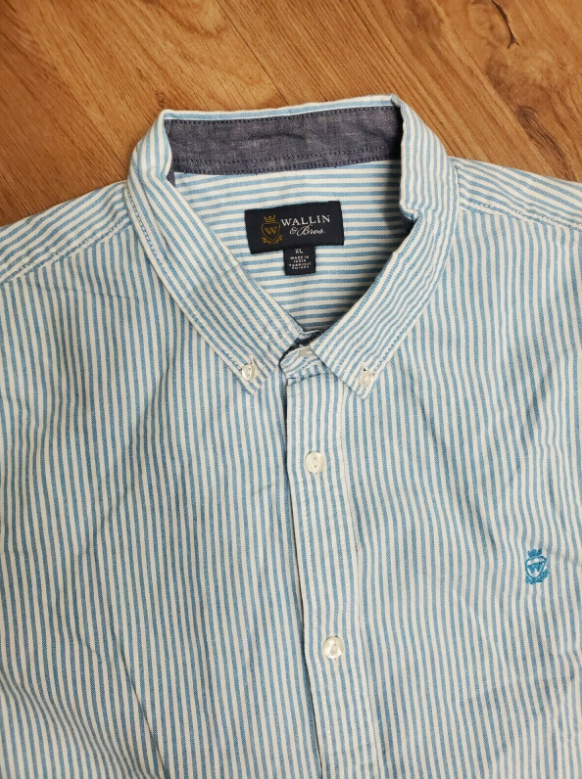 WALLIN & Bros Men's Bengal Long Sleeve Button Down Shirt- Blue Stripes-(XXL)NWT!