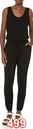 Daily Ritual Women's Supersoft Terry Sleeveless Scoopneck Jumpsuit Black M