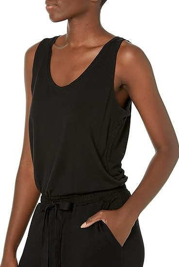 Daily Ritual Women's Supersoft Terry Sleeveless Scoopneck Jumpsuit Black M