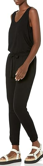 Daily Ritual Women's Supersoft Terry Sleeveless Scoopneck Jumpsuit Black M