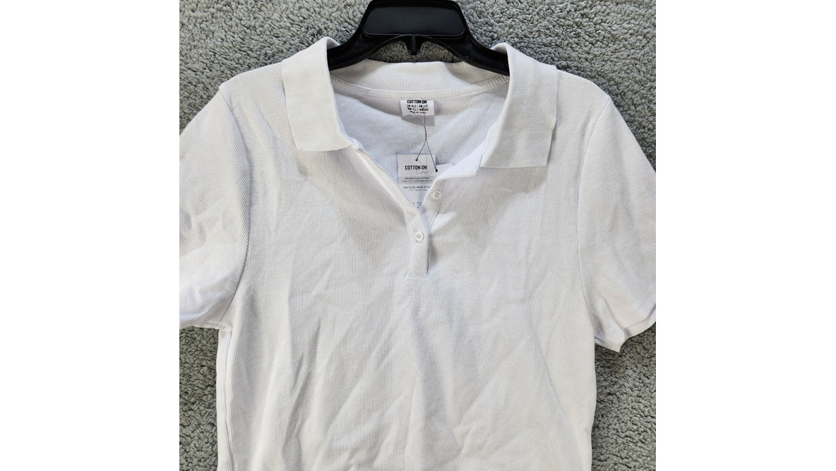 COTTON ON Curve Active Tennis Polo Women's 14 White Solid Short Sleeve Collared